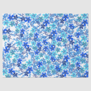 Papel De Seda Flores Royal Blue and Turquoise Garden