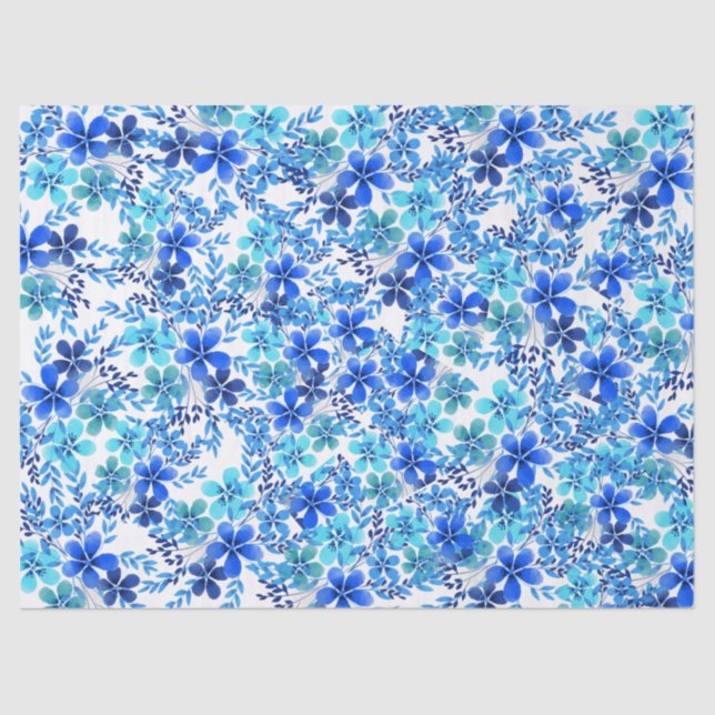 Papel De Seda Flores Royal Blue and Turquoise Garden (Anverso)