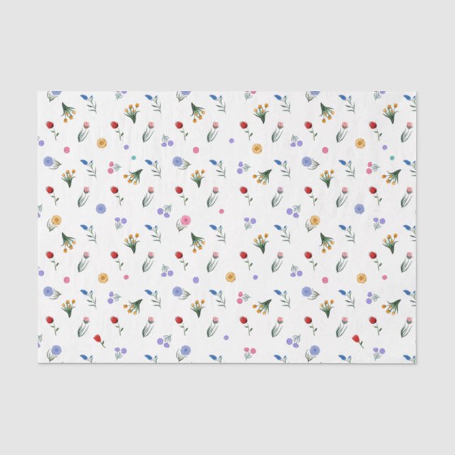 Papel De Seda Flores silvestres acuáticas pintadas a mano (Anverso)
