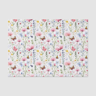 Papel De Seda Flores Silvestres Amarillas Rosadas Cumpleaños Mar