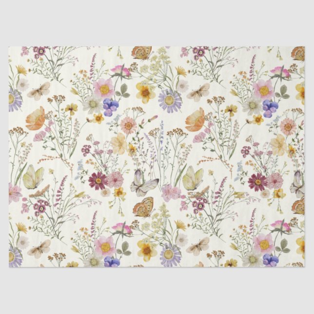 Papel De Seda Flores silvestres boho rústicas (Anverso)