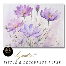Papel De Seda Flores silvestres de acuarela púrpura