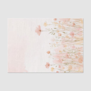 Papel De Seda Flores silvestres de acuarela rosa sonrosado Decou