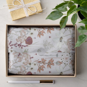 Papel De Seda Flores silvestres de Borgoña Modernas Elegante B