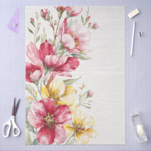 Papel De Seda Flores silvestres de color de agua grandes decorac