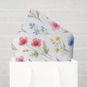 Papel De Seda Flores silvestres de color rosa lila pastel