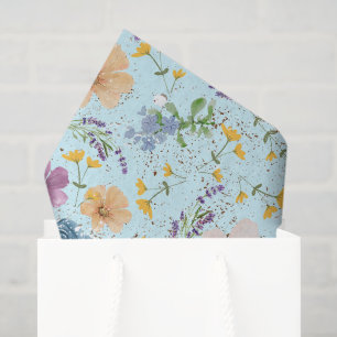 Papel De Seda Flores silvestres de fondo azul colorido Decoupage