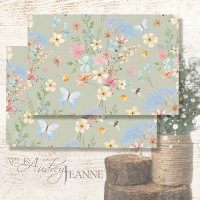 Papel De Seda Flores silvestres: deshielo de mariposa de abeja f (Subido por el creador)