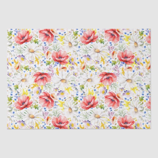 Papel De Seda Flores silvestres elegante botánico (Anverso)