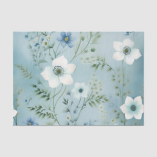 Papel De Seda Flores silvestres en azul suave