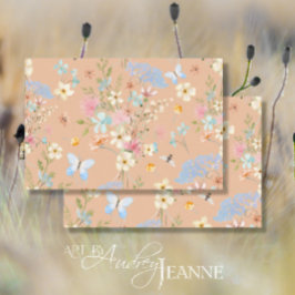 Papel De Seda Flores silvestres Floral Watercolor Mariposa Decou