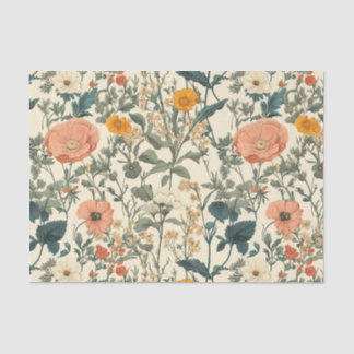 Papel De Seda Flores Silvestres Florales Vintales Y Coppies