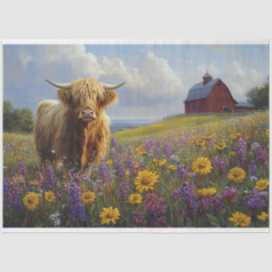 Papel De Seda Flores silvestres moradas de vaca Highland Yellow 