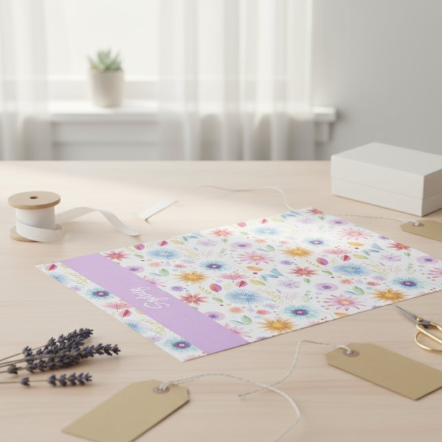 Papel De Seda Flores Silvestres Personalizadas Azul Morado Rosa  (Subido por el creador)