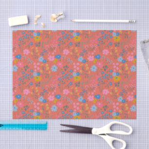 Papel De Seda Flores silvestres rojas modernas Boho