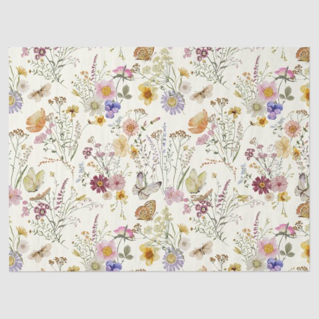 Papel De Seda Flores silvestres rústicas boho (Anverso)