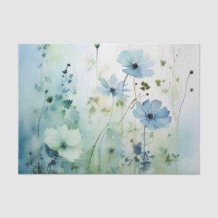 Papel De Seda Flores silvestres sobre un acuarela azul suave