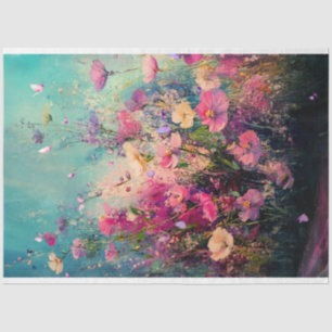 Papel De Seda Flores Silvestres Vibrantes, Paisaje Abstracto
