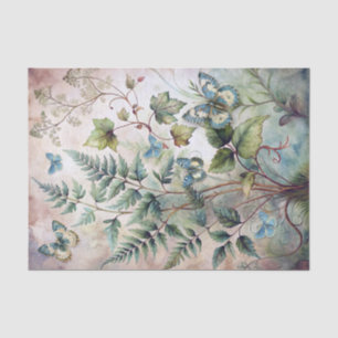 Papel De Seda Flores silvestres y mariposas azules de la natural