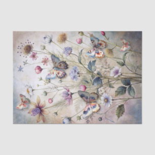 Papel De Seda Flores silvestres y mariposas de la naturaleza