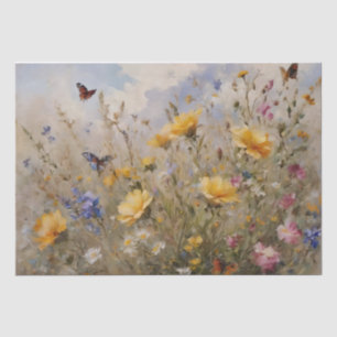 Papel De Seda Flores silvestres y mariposas decoupage