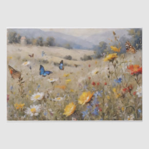 Papel De Seda Flores silvestres y mariposas decoupage