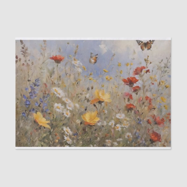 Papel De Seda Flores silvestres y mariposas: desenlace (Anverso)