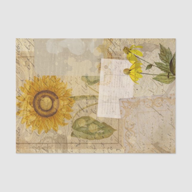 Papel De Seda Flores solares vintage (Anverso)