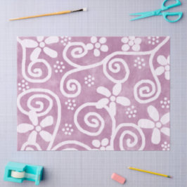 Papel De Seda Flores Swirls Dusty Pink White Pattern Decoupage