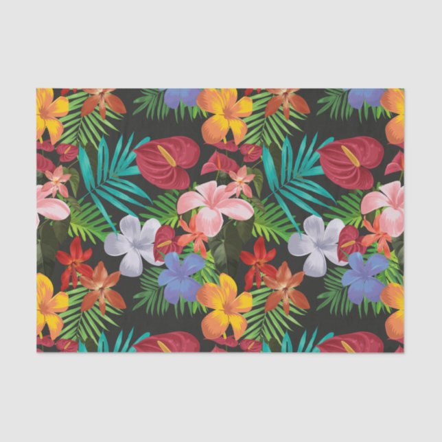 Papel De Seda Flores tropicales grandes Hibiscus Decoupage (Anverso)