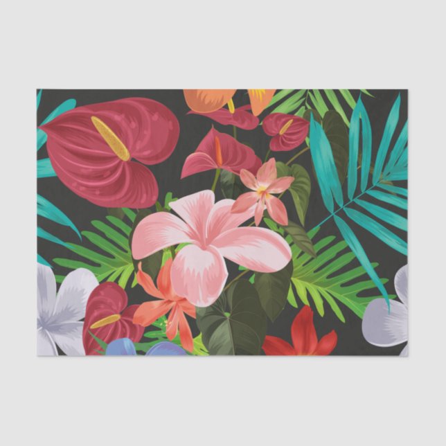 Papel De Seda Flores tropicales grandes Hibiscus Decoupage (Anverso)