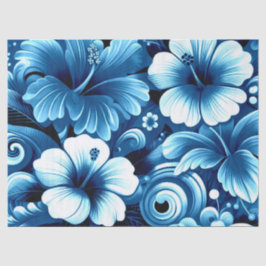 Papel De Seda Flores tropicales hawaianas Hibiscus Blue Decoupag