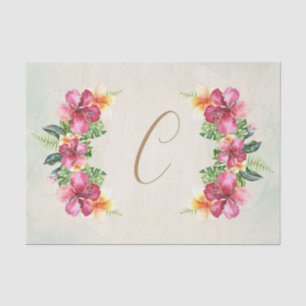 Papel De Seda Flores Tropicales Hibisco Plumeria Floral Elegante