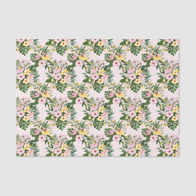 Papel De Seda Flores tropicales rosas (serie rosa 20) (Anverso)