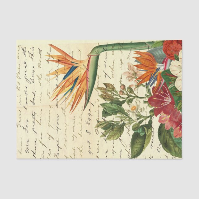 Papel De Seda Flores tropicales vintage (Anverso)