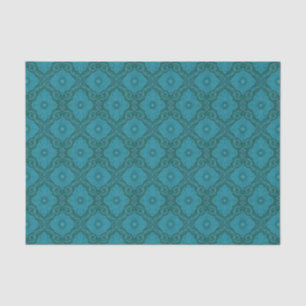Papel De Seda "Flores turquesas", patrón arabesco bohemio