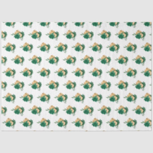 Papel De Seda Flores verdes oscuras y patrón verde