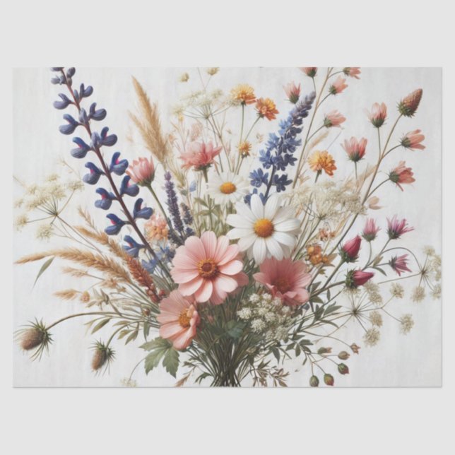 Papel De Seda Flores violetas rosadas (Anverso)