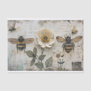 Papel De Seda Flores y abejas