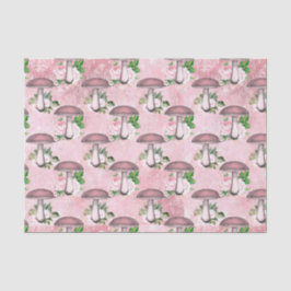 Papel De Seda Flores y champiñones rosas antiguas