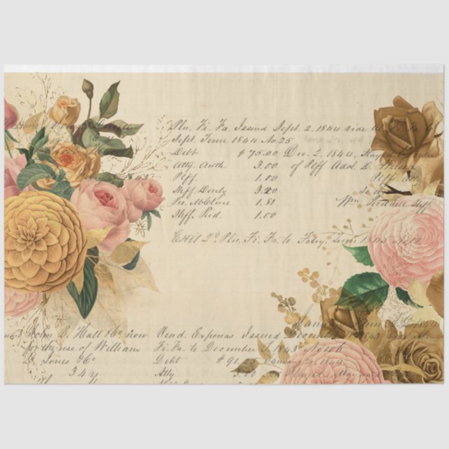 Papel De Seda Flores y Ephemera serie de diseño #11 (Anverso)