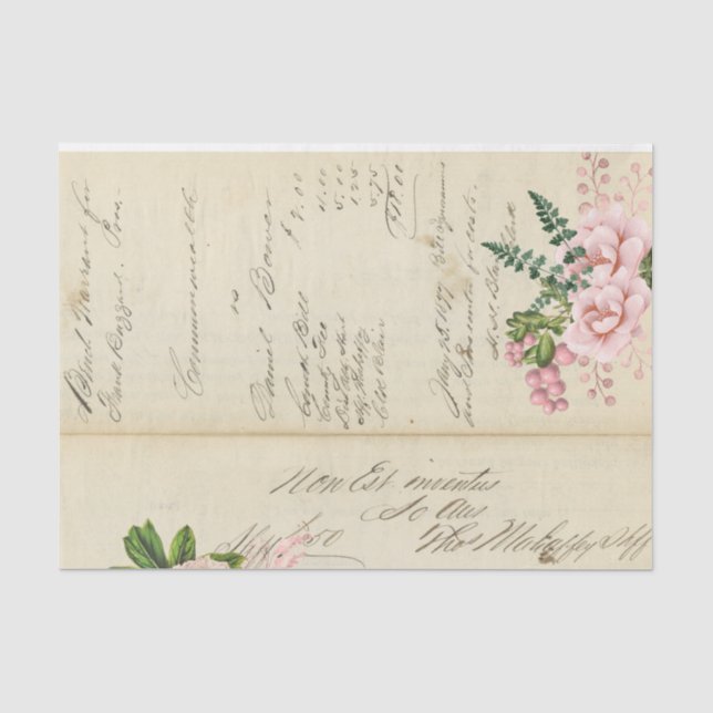 Papel De Seda Flores y Ephemera serie de diseño #3 (Anverso)