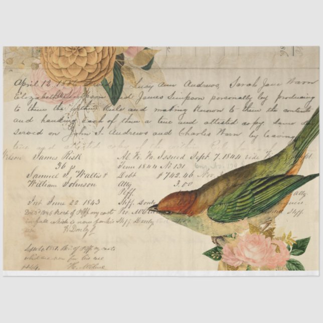 Papel De Seda Flores y Ephemera serie de diseño #8 (Anverso)