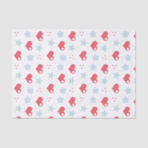 Papel De Seda Flores y estrellas del corazón de Kawaii