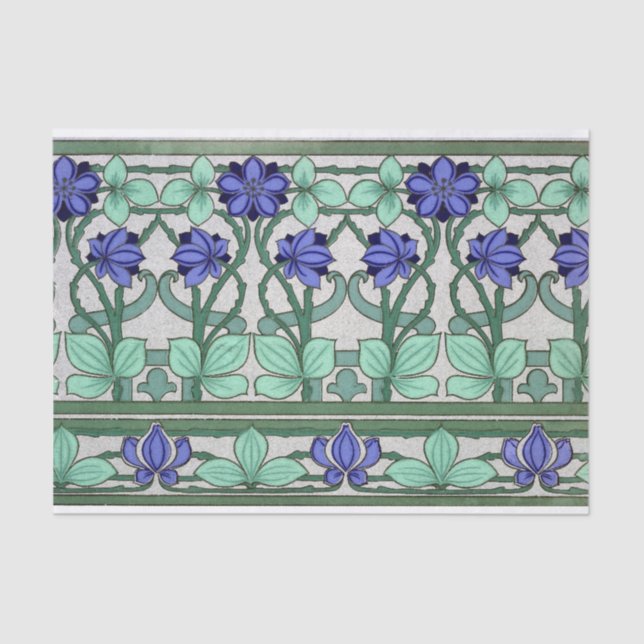 Papel De Seda Flores y follaje de estilo Art Nouveau (Anverso)
