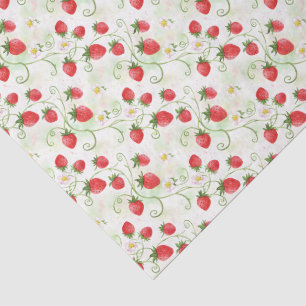 Papel De Seda Flores y Fresas al Estilo Acuarela