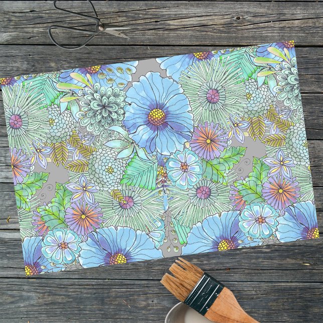 Papel De Seda Flores y hojas de agua suaves desmoronamiento (Subido por el creador)