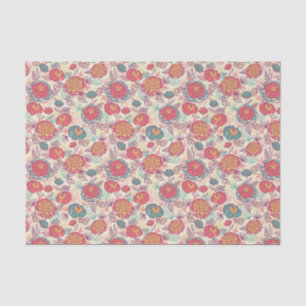 Papel De Seda Flores y hojas de peones