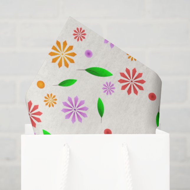 Papel De Seda Flores y hojas vibrantes de primavera (Bolsa de regalo)