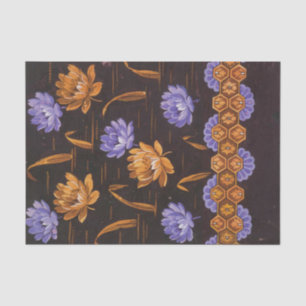 Papel De Seda Flores y hojas violetas y marrones escalonados